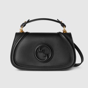 Gucci Small Blondie Top Handle Bag In Smooth Leather 815714 Black