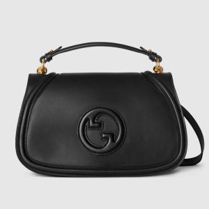 Gucci Blondie Large Top Handle Bag In Smooth Leather 815716 Black