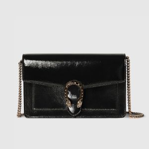Gucci Dionysus Wallet on Chain In Patent Leather 837374 Black