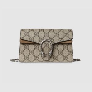 Gucci Dionysus Mini Bag In GG Monogram Canvas with Suede 476432 Beige/Brown