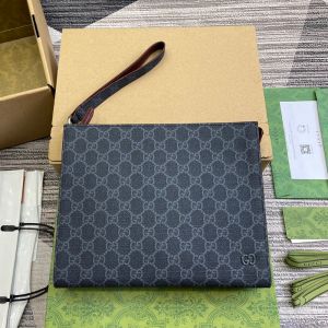 Gucci GG Small Pouch 768255 In GG Supreme Canvas Black/Burgundy