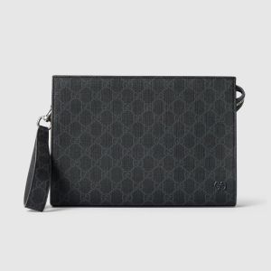 Gucci GG Small Pouch 768255 In GG Supreme Canvas Black/Grey