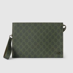 Gucci GG Small Pouch 768255 In GG Monogram Fabric Green