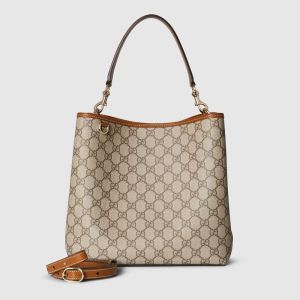 Gucci GG Emblem Medium Bucket Bag In GG Supreme Canvas 815103 Beige/Brown
