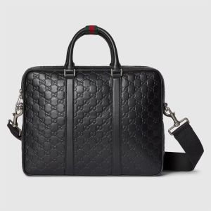 Gucci GG Emblem Large Briefcase 850222 In GG Embossed Leather Black