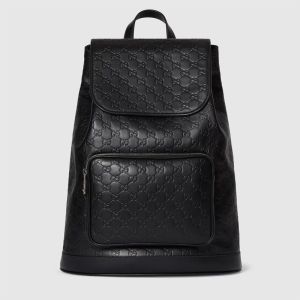 Gucci GG Emblem Medium Backpack 854750 In GG Embossed Leather Black