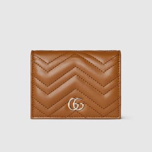 Gucci GG Marmont Small Wallet In Matelasse Leather 466492 Brown