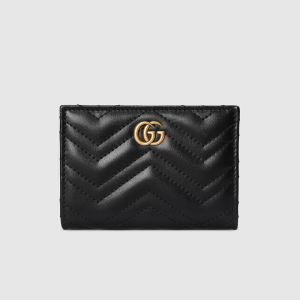 Gucci GG Marmont Small Wallet In Matelasse Leather 773427 Black