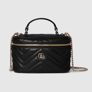 Gucci GG Marmont Mini Vanity Bag In Matelasse Leather 837454 Black