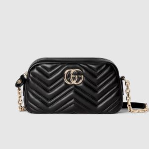 Gucci GG Marmont Small Camera Bag 855273 In Matelasse Leather Black