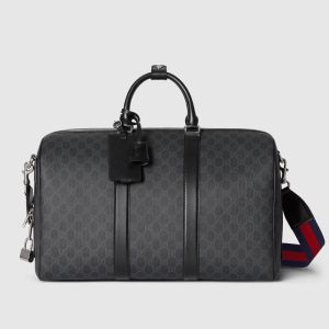 Gucci GG Monogram Medium Duffle Bag In GG Supreme Canvas 792074 Black