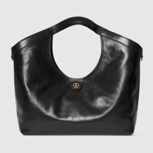 Gucci Giglio Large Tote 853971 In Glossy Leather Black