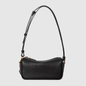 Gucci Half Horsebit Mini Bag 860784 In Grainy Leather Black