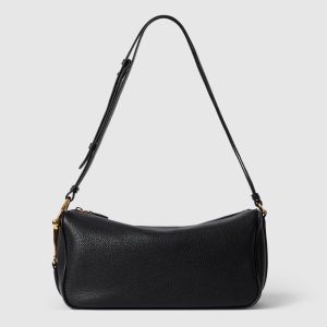 Gucci Half Horsebit Medium Shoulder Bag 860787 In Grainy Leather Black