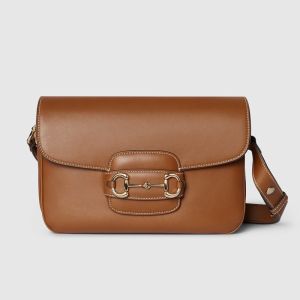 Gucci Horsebit 1955 Medium Shoulder Bag In Soft Leather 815178 Brown