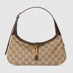 Gucci Jackie Slim Small Shoulder Bag 863137 In GG Supreme Canvas Beige/Brown