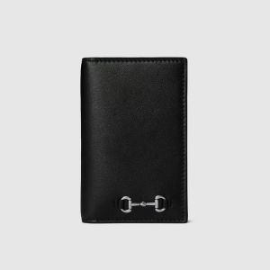 Gucci Long Card Case with Horsebit Detail 846951 In Smooth Leather Black