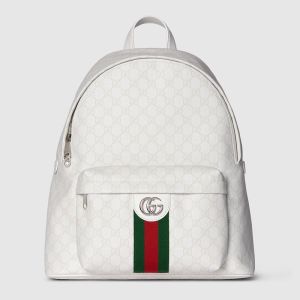 Gucci Ophidia Medium Backpack In GG Supreme Canvas 834466 White