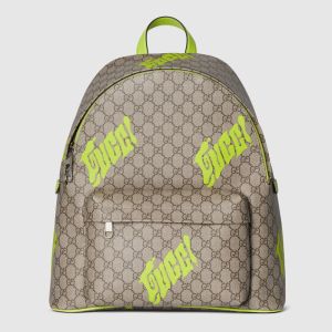 Gucci Ophidia Medium Backpack In Gucci Logo printed GG Supreme Canvas 834466 Beige/Green