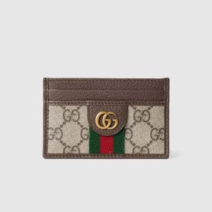 Gucci Ophidia Card Case In GG Supreme Canvas 834795 Beige/Brown