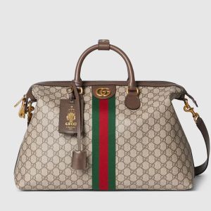 Gucci Savoy Medium Duffle Bag In GG Supreme Canvas 834469 Beige/Brown