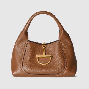 Gucci Softbit Medium Top Handle Bag 837467 In Grainy Leather Brown
