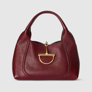 Gucci Softbit Medium Top Handle Bag 837467 In Grainy Leather Red