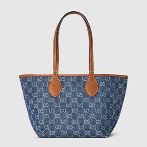 Gucci Totissima Small Tote Bag In GG Supreme Denim 820496 Blue