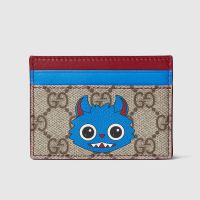 Gucci Besties Card Case 855373 In GG Monogram Fabric Beige/Blue