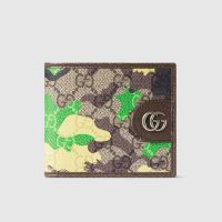 Gucci GG Bi-fold Wallet 834271 In Camouflage GG Monogram Fabric Yellow