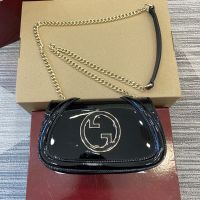 Gucci Blondie Small Shoulder Bag In Patent Leather 815711 Black
