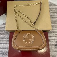 Gucci Blondie Small Shoulder Bag In Smooth Leather 815711 Brown