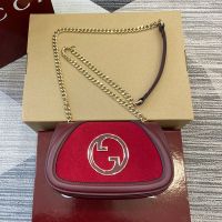Gucci Blondie Small Shoulder Bag In Suede 815711 Red