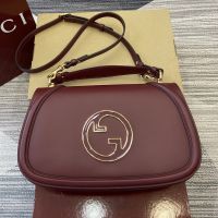Gucci Blondie Large Top Handle Bag In Smooth Leather 815719 Red