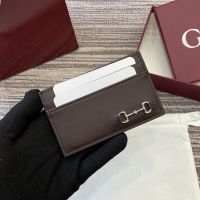 Gucci Card Case with Horsebit Detail 846952 In Smooth Leather Coffee