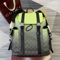 Gucci Chroma Large Backpack 792080 In GG Monogram Fabric Lemon/Black