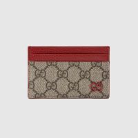 Gucci Card Case with GG Logo In GG Supreme Canvas Beige/Red