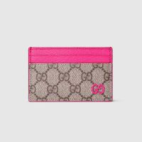 Gucci GG Card Case 768248 In GG Supreme Canvas Beige/Rose