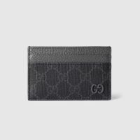 Gucci GG Card Case 768248 In GG Supreme Canvas Black/Grey