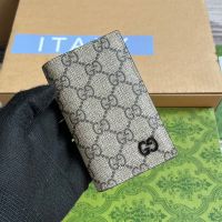 Gucci Medium Card Holder with GG Logo In GG Supreme Canvas Beige/Black