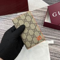 Gucci GG Long Card Case 768249 In GG Supreme Canvas Beige/Orange