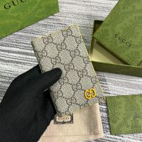 Gucci Medium Card Holder with GG Logo In GG Supreme Canvas Beige/Yellow