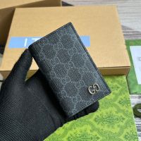 Gucci Medium Card Holder with GG Logo In GG Supreme Canvas Black