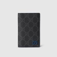 Gucci GG Long Card Case 768249 In GG Supreme Canvas Black/Blue