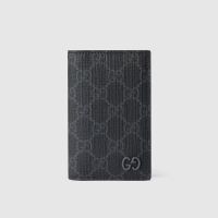 Gucci GG Long Card Case 768249 In GG Supreme Canvas Black/Grey