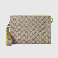 Gucci GG Small Pouch 768255 In GG Supreme Canvas Beige/Lemon