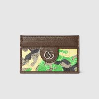 Gucci GG Card Case 834795 In Camouflage GG Monogram Fabric Yellow