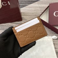 Gucci GG Emblem Card Case In GG Embossed Leather 847204 Brown