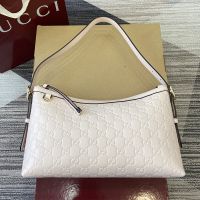 Gucci GG Emblem Medium Shoulder Bag 847449 In GG Embossed Leather Cherry