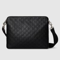Gucci GG Emblem Medium Crossbody Bag 850214 In GG Embossed Leather Black